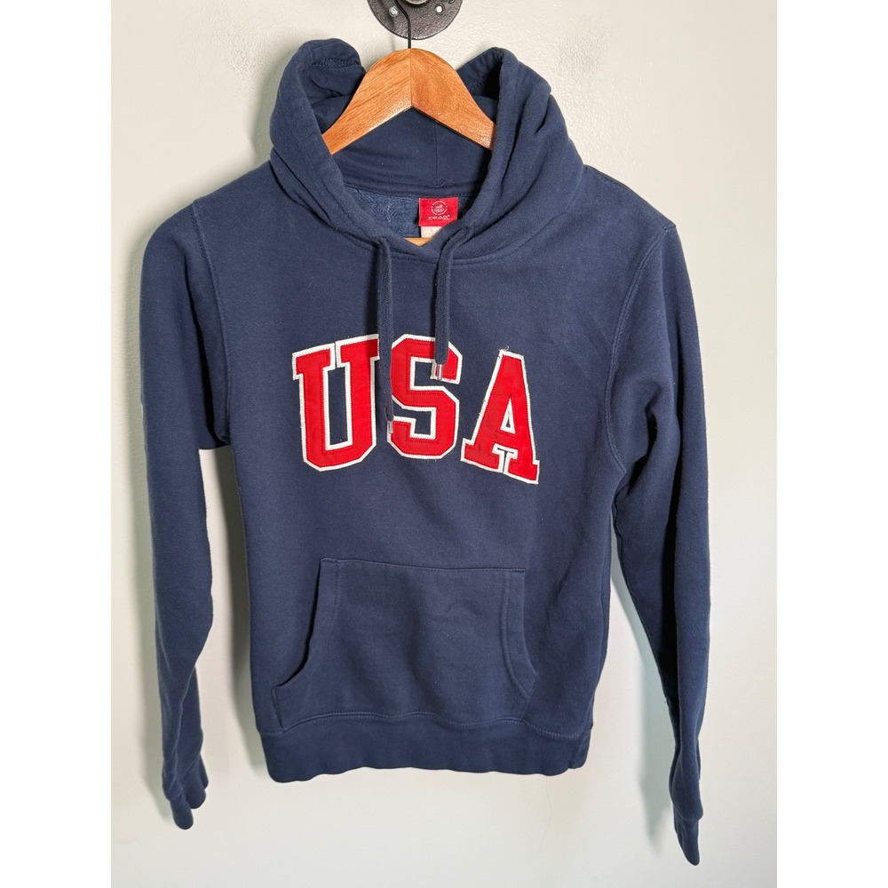 Team USA Olympic Committee Navy Blue Pullover Hoodie Sweatshirt USA Applique S